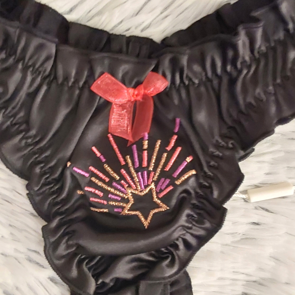 🌠 3pc For Love and Lemons Camille Cardigan, Ruffle Thong & Scrunchie Set 🌠 - Picture 7 of 16